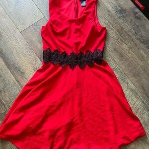 Rue21 Red Mini Dress with Black Lace Accent